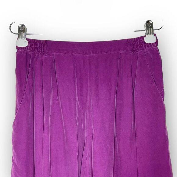 Liz Claiborne Vintage 100% Silk Wide Leg Bermuda Shorts Purple Women’s Size 8 - Picture 3 of 10